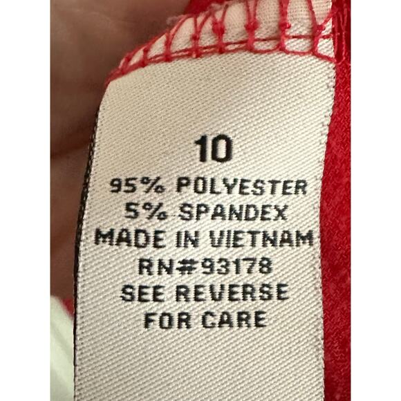 CARMEN MARC VALVO Red Ruched Gunmetal Beaded Dress Surplice Wrap Top - Sz 10 - Picture 6 of 6